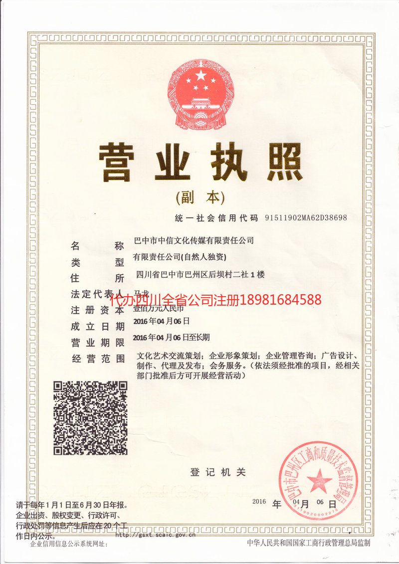 仪陇仪陇中信文化传媒有限责任公司